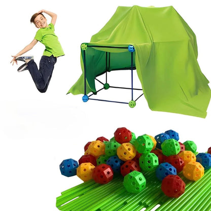HappyFort™ strypų ir jungčių rinkinys su žalia uždanga