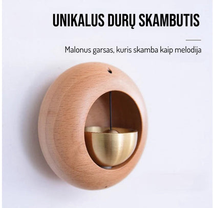 Apvalus medinis japoniško stiliaus durų varpelis