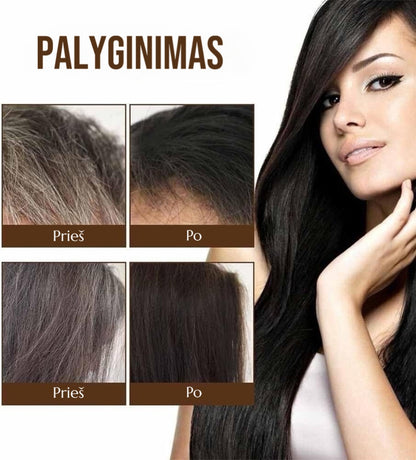 Plaukų spalvos prieš ir po pavyzdžių koliažas