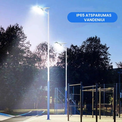 LED šviestuvas su saulės baterija – šoninis vaizdas