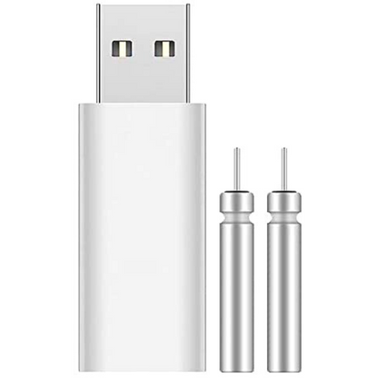 USB įkroviklis ir dvi CR425 baterijos LED plūdėms