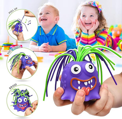 Antistresinis žaislas - "Monstras" – vaikai su violetiniu monstru