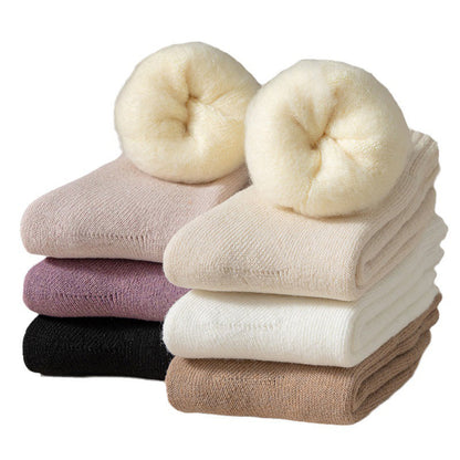 Šiltos žieminės kojinės (6 poros) – tvirtinimo būdas, 2x Rožinė+ 2x Violetinė+ 2x Kava