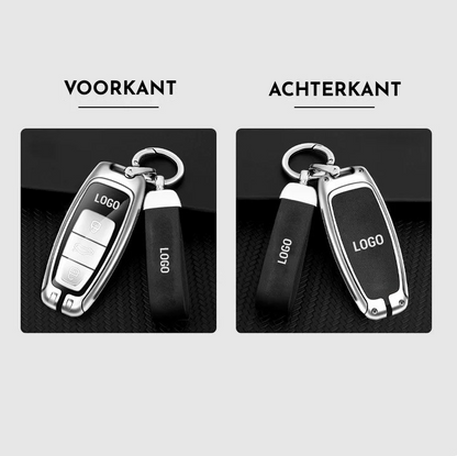 Automobilio raktelių dėklo priekio ir nugaros vaizdai