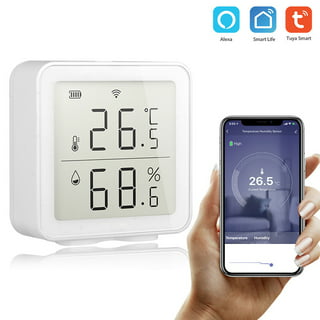 Tuya jutiklis ir temperatūros rodmenys telefone