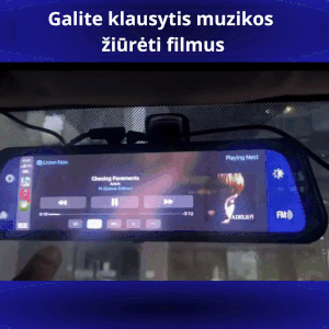 „CarCam“ galinio vaizdo veidrodis su priekine ir galine kamera – detalė stambiu planu