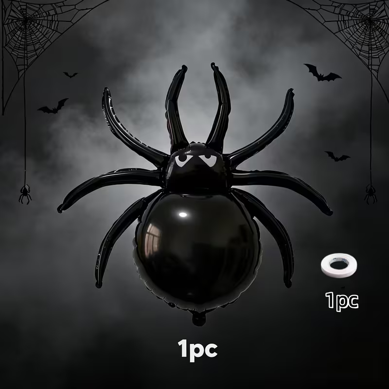Vienas juodas voro formos balionas tamsiame fone