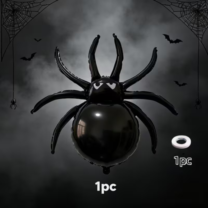 Vienas juodas voro formos balionas tamsiame fone