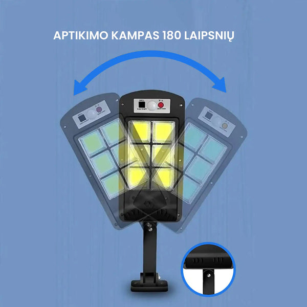 LED šviestuvas su saulės baterija – bendras vaizdas