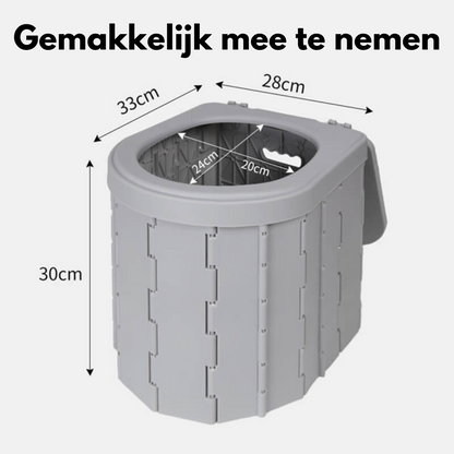 Nešiojamo tualeto maišelio tvirtinimas