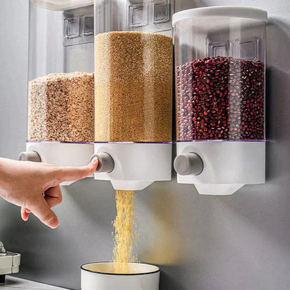 Sieniniai birių produktų dozatoriai su skaidriomis talpomis