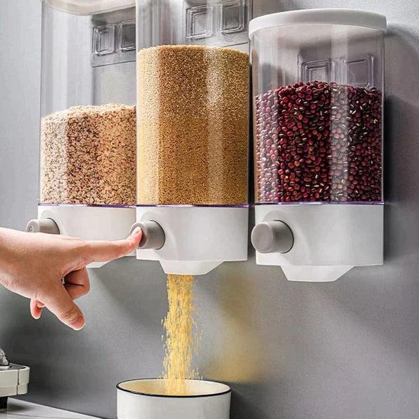 Sieniniai birių produktų dozatoriai su skaidriomis talpomis