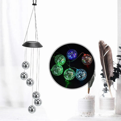 Saulės vėjo varpeliai su LED rutuliais – saulės skydelio ir rutulių schema
